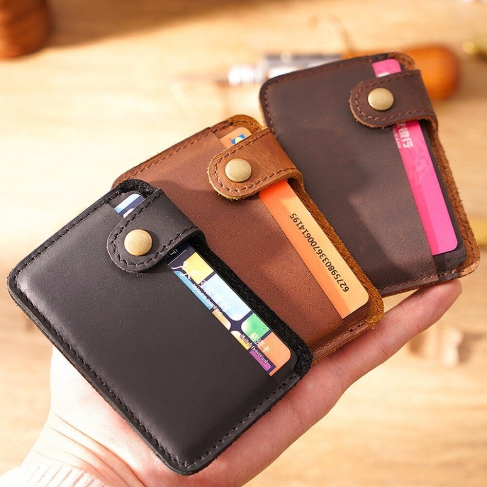 【實體店+發票】頭層牛皮瘋馬皮復古卡夾 卡包 小錢包 皮夾 禮物 收納 卡片夾 送禮-細節圖2