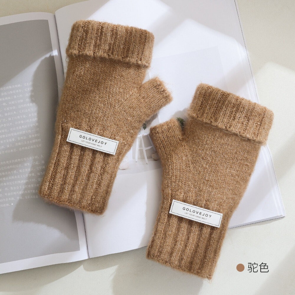 【實體店+發票】韓版百搭加長半指手套 可折疊 毛線手套 秋冬 溫暖 時尚配件 送禮-規格圖9
