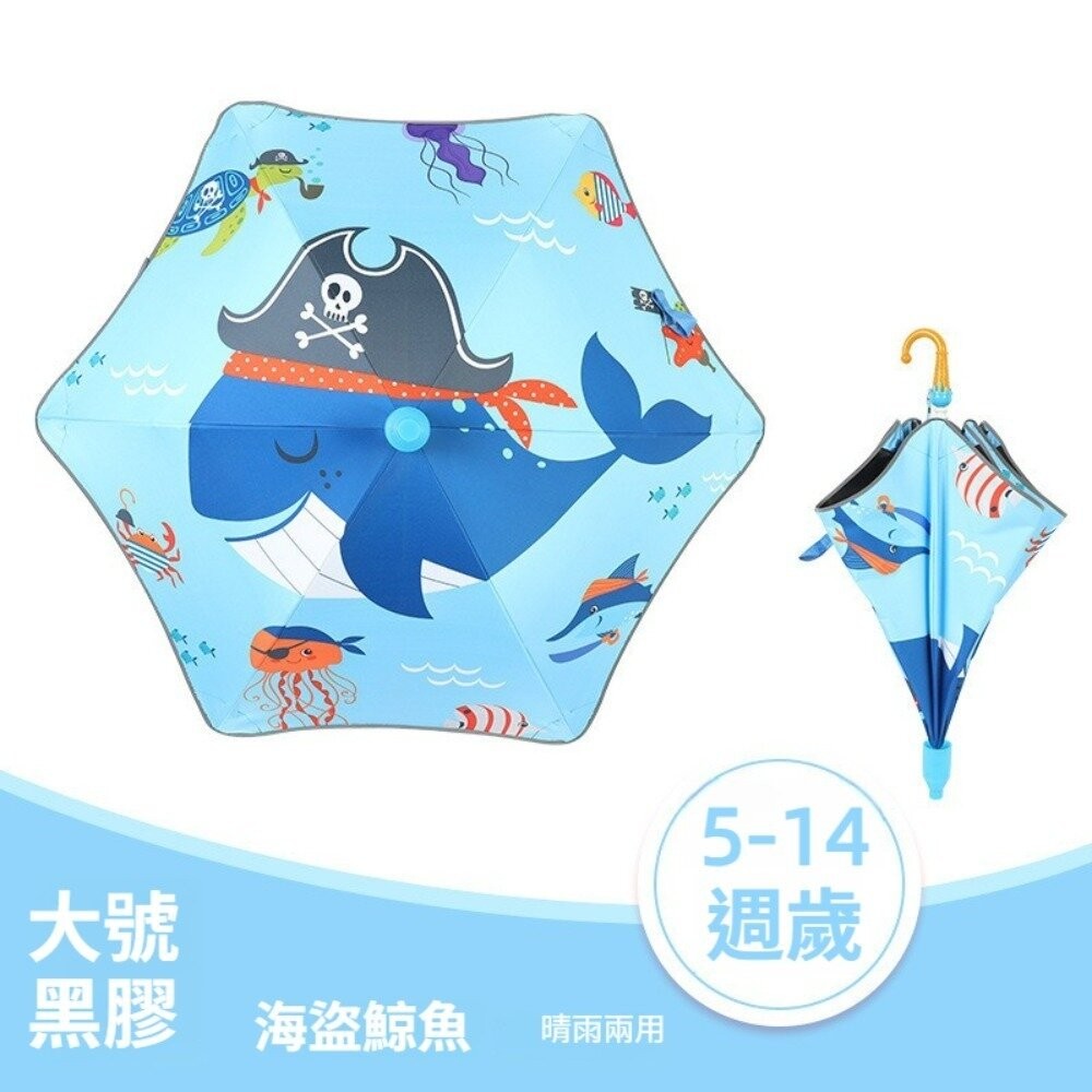 圓角反光條黑膠海盜鯨魚-大號