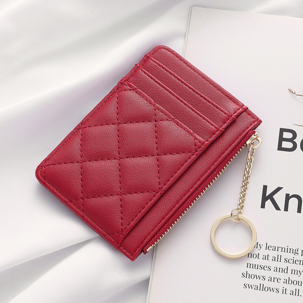 【實體店+發票】菱格紋拉鍊零錢卡片包 菱格 拉鍊鑰匙圈 多卡位 防潑水 送禮-規格圖9