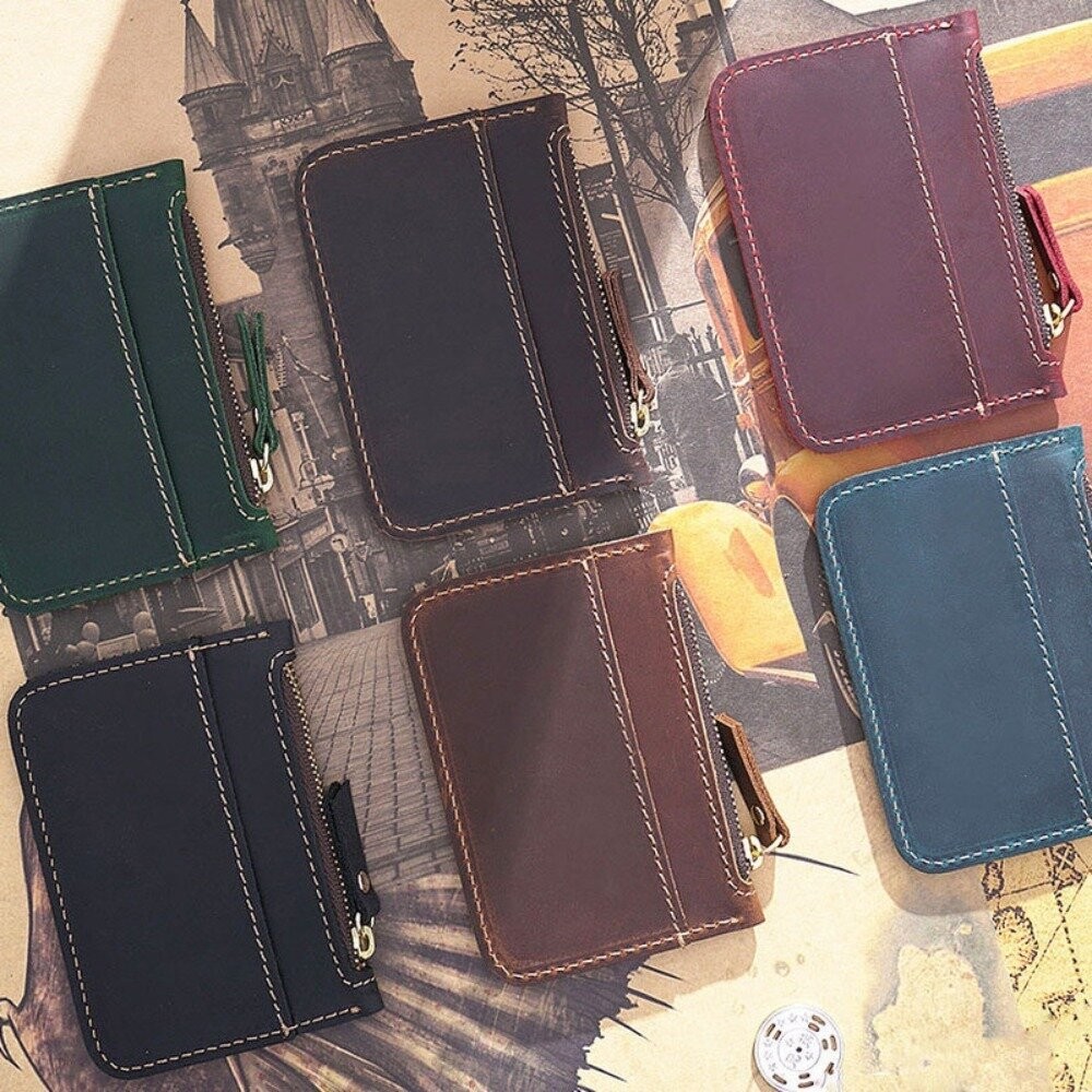 【實體店+發票】頭層牛皮簡約卡片零錢包 男女錢包 牛皮零錢包 迷你硬幣包 瘋馬皮卡包 隨身小包 質感皮件 送禮-細節圖5