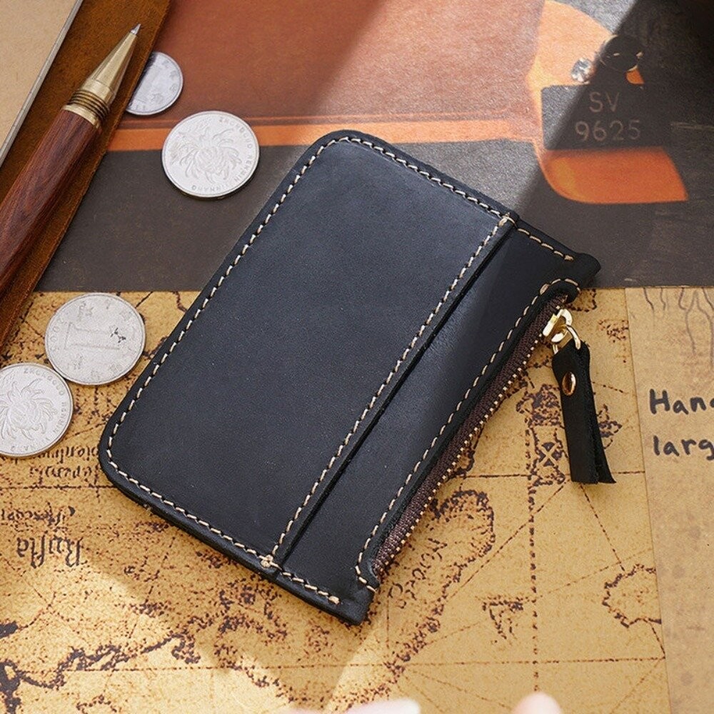 【實體店+發票】頭層牛皮簡約卡片零錢包 男女錢包 牛皮零錢包 迷你硬幣包 瘋馬皮卡包 隨身小包 質感皮件 送禮-細節圖7