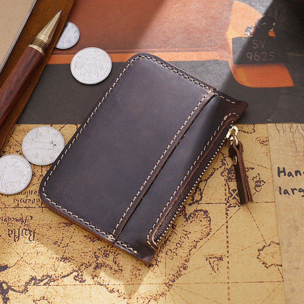 【實體店+發票】頭層牛皮簡約卡片零錢包 男女錢包 牛皮零錢包 迷你硬幣包 瘋馬皮卡包 隨身小包 質感皮件 送禮-規格圖9