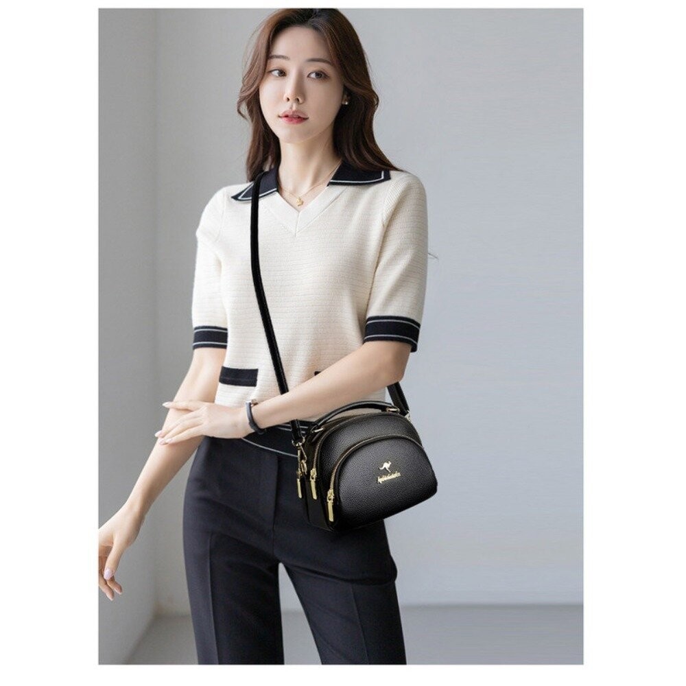 【實體店+發票】高雅真皮袋鼠蘋果包 油蠟皮革手提包 斜背包 小包 女包 優雅氣質背包 送禮-細節圖2