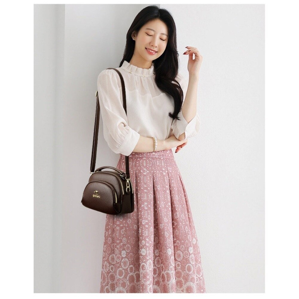 【實體店+發票】高雅真皮袋鼠蘋果包 油蠟皮革手提包 斜背包 小包 女包 優雅氣質背包 送禮-細節圖3