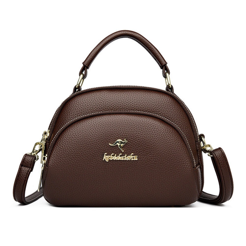 【實體店+發票】高雅真皮袋鼠蘋果包 油蠟皮革手提包 斜背包 小包 女包 優雅氣質背包 送禮-規格圖9