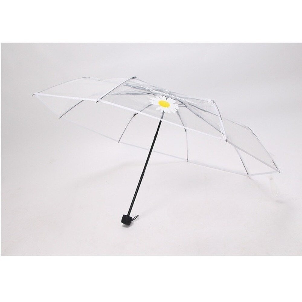 【實體店+發票】韓式時尚透明三折傘 自動開合雨傘 透明雨傘 摺疊傘 雨具 透明 防風 櫻花 雛菊 送禮-細節圖2