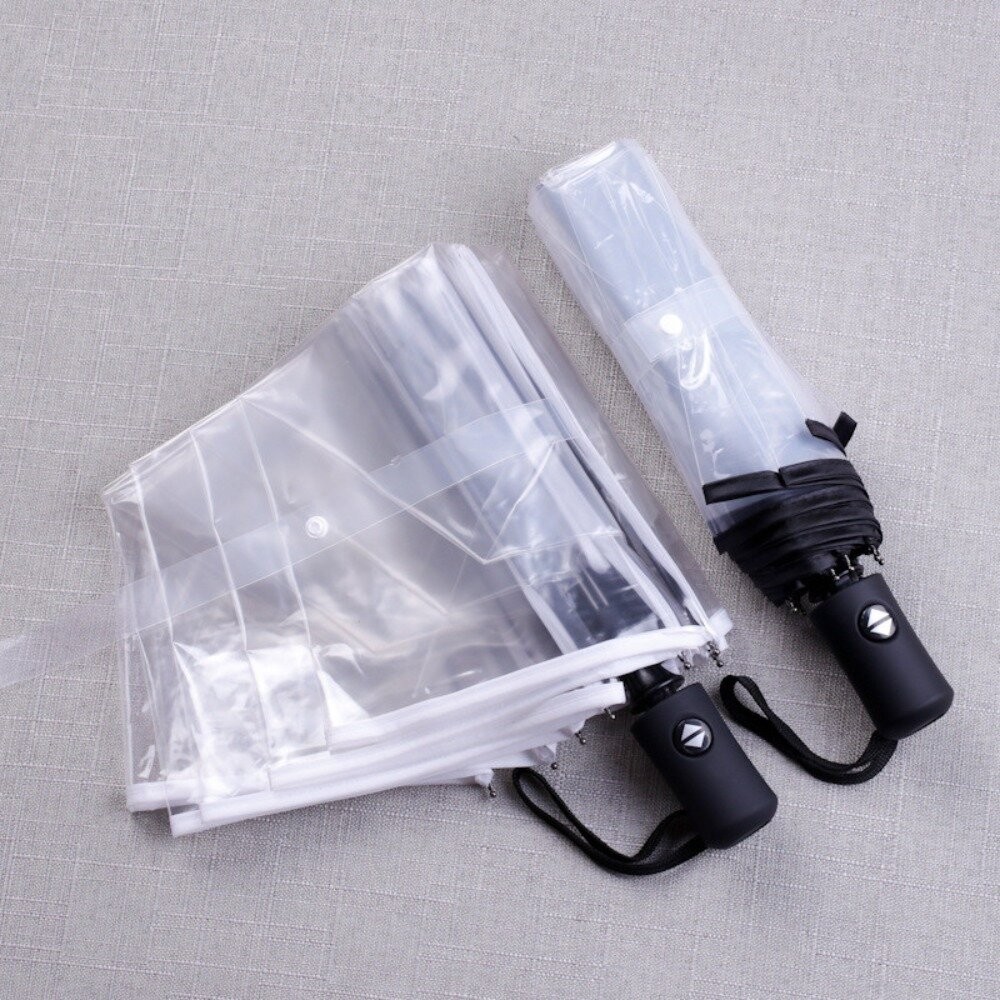 【台北士林*店面】韓式時尚透明三折傘 自動開合雨傘 透明雨傘 摺疊傘 雨具 透明 防風 櫻花 雛菊 送禮-細節圖8