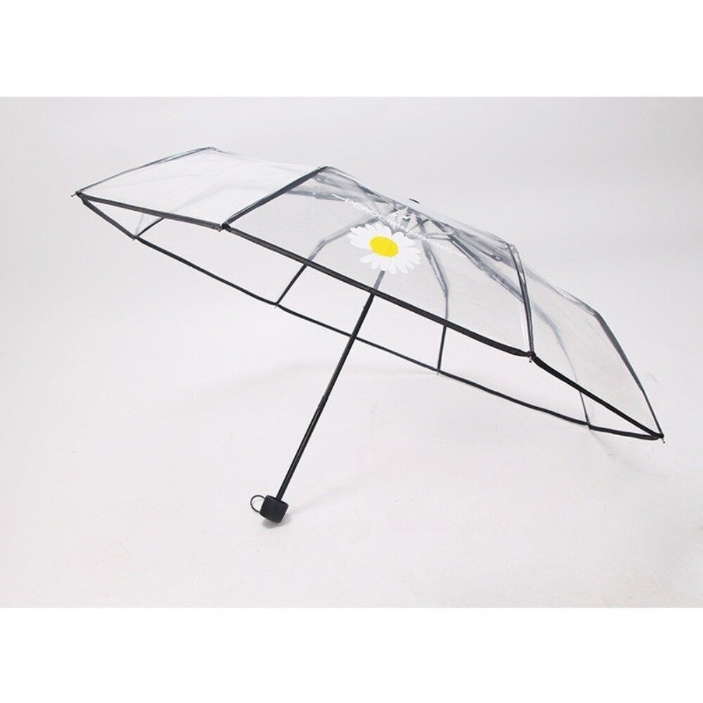 【台北士林*店面】韓式時尚透明三折傘 自動開合雨傘 透明雨傘 摺疊傘 雨具 透明 防風 櫻花 雛菊 送禮-規格圖9