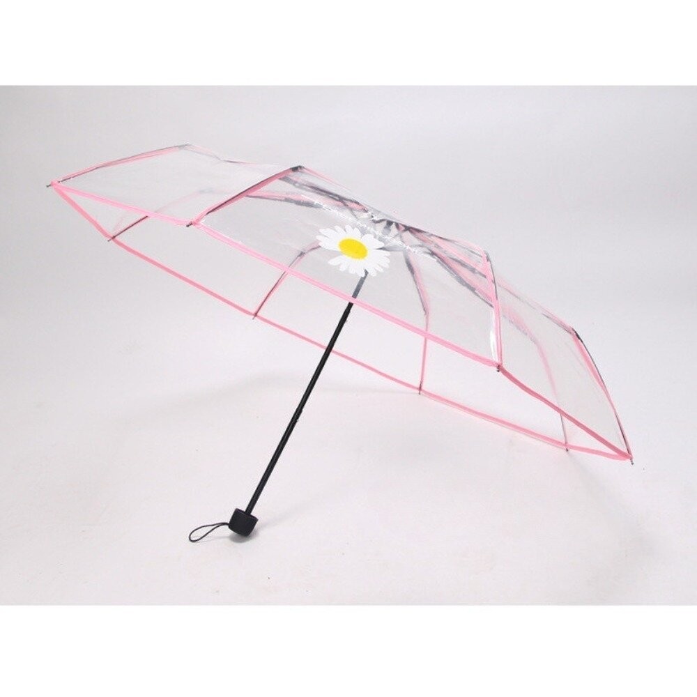 【實體店+發票】韓式時尚透明三折傘 自動開合雨傘 透明雨傘 摺疊傘 雨具 透明 防風 櫻花 雛菊 送禮-規格圖9