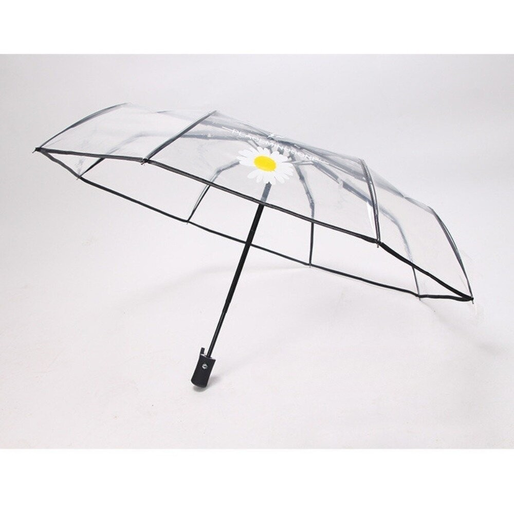 【台北士林*店面】韓式時尚透明三折傘 自動開合雨傘 透明雨傘 摺疊傘 雨具 透明 防風 櫻花 雛菊 送禮-規格圖9