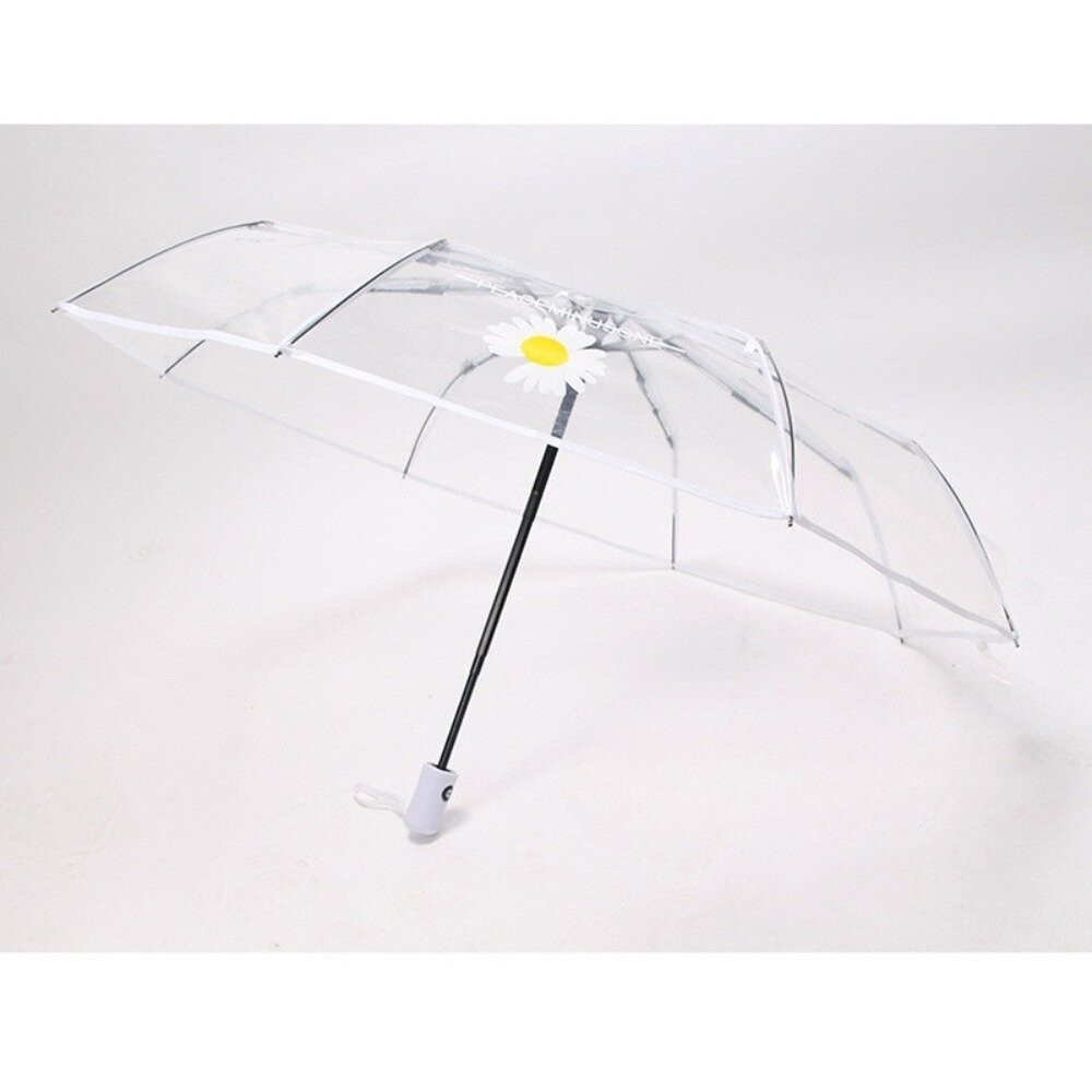 【實體店+發票】韓式時尚透明三折傘 自動開合雨傘 透明雨傘 摺疊傘 雨具 透明 防風 櫻花 雛菊 送禮-規格圖9