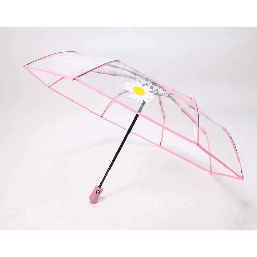 【實體店+發票】韓式時尚透明三折傘 自動開合雨傘 透明雨傘 摺疊傘 雨具 透明 防風 櫻花 雛菊 送禮-規格圖9