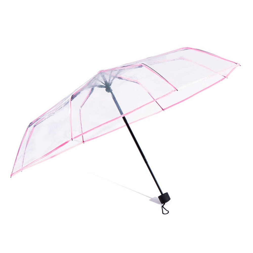 【台北士林*店面】韓式時尚透明三折傘 自動開合雨傘 透明雨傘 摺疊傘 雨具 透明 防風 櫻花 雛菊 送禮-規格圖9