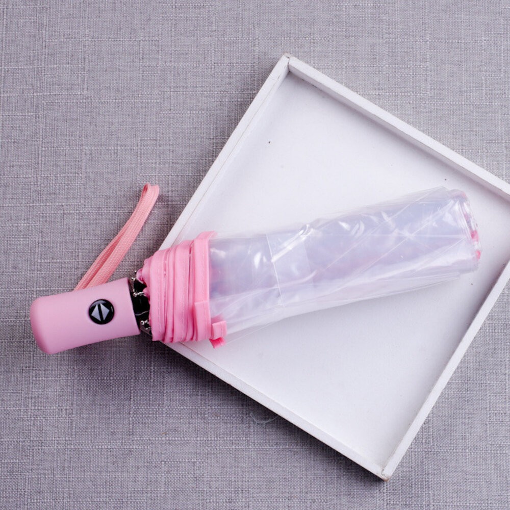 【實體店+發票】韓式時尚透明三折傘 自動開合雨傘 透明雨傘 摺疊傘 雨具 透明 防風 櫻花 雛菊 送禮-規格圖9