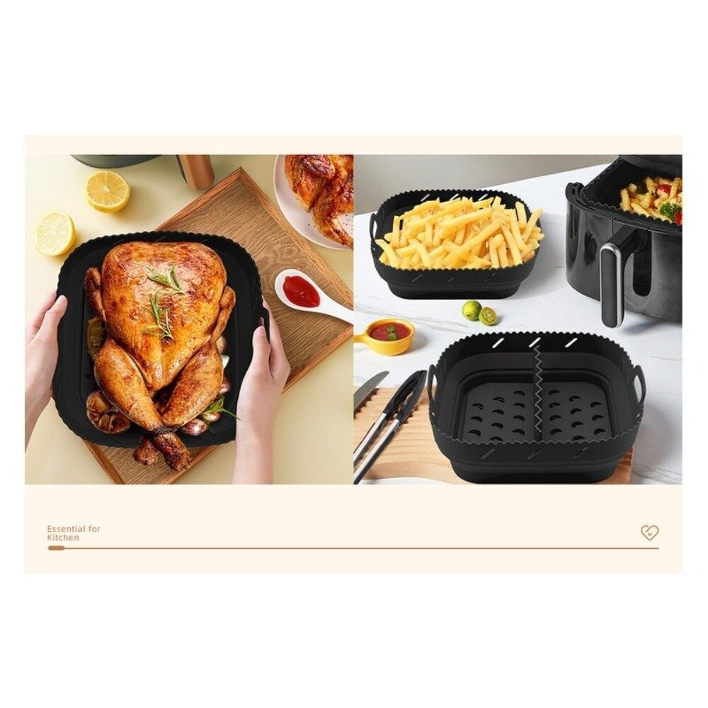 【實體店+發票】雙格分離式矽膠烤盤 矽膠空氣炸鍋烤盤 廚房用品 空氣炸鍋配件 炸鍋烤盤 可拆式烤盤 健康烹飪 少油料理-細節圖8