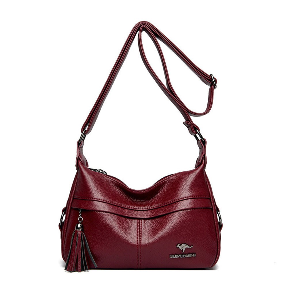 【實體店+發票】皮革流蘇袋鼠斜背包 黑色皮革多隔層肩背包 女包 大容量 袋鼠包 流蘇 時尚 通勤包 送禮-規格圖11