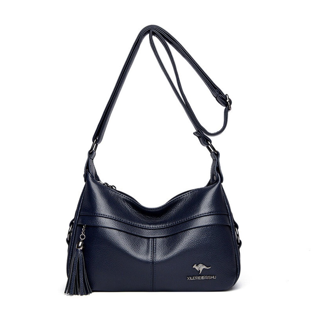 【實體店+發票】皮革流蘇袋鼠斜背包 黑色皮革多隔層肩背包 女包 大容量 袋鼠包 流蘇 時尚 通勤包 送禮-規格圖11