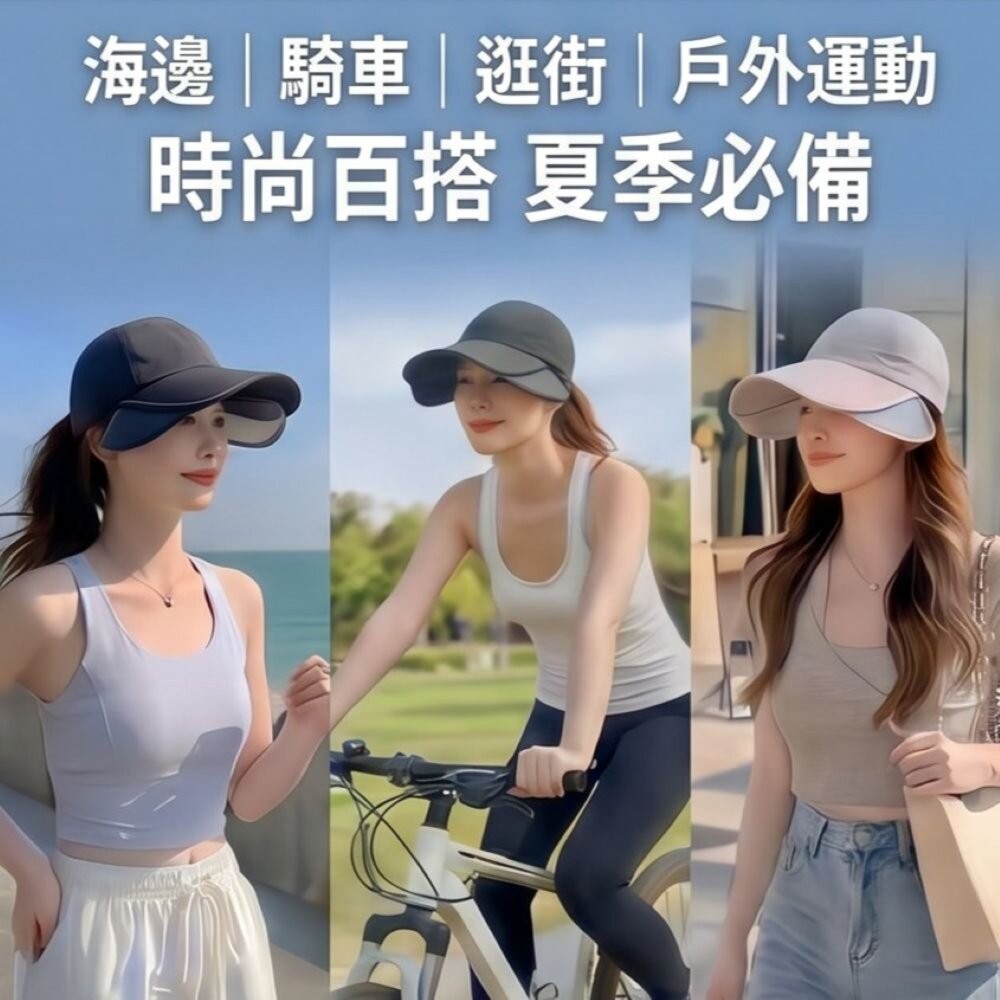 【台北士林*店面】伸縮擋光大帽檐遮陽帽 全臉防曬遮陽帽 戶外運動 防曬帽 夏季 遮陽帽 防曬 透氣 送禮-細節圖2