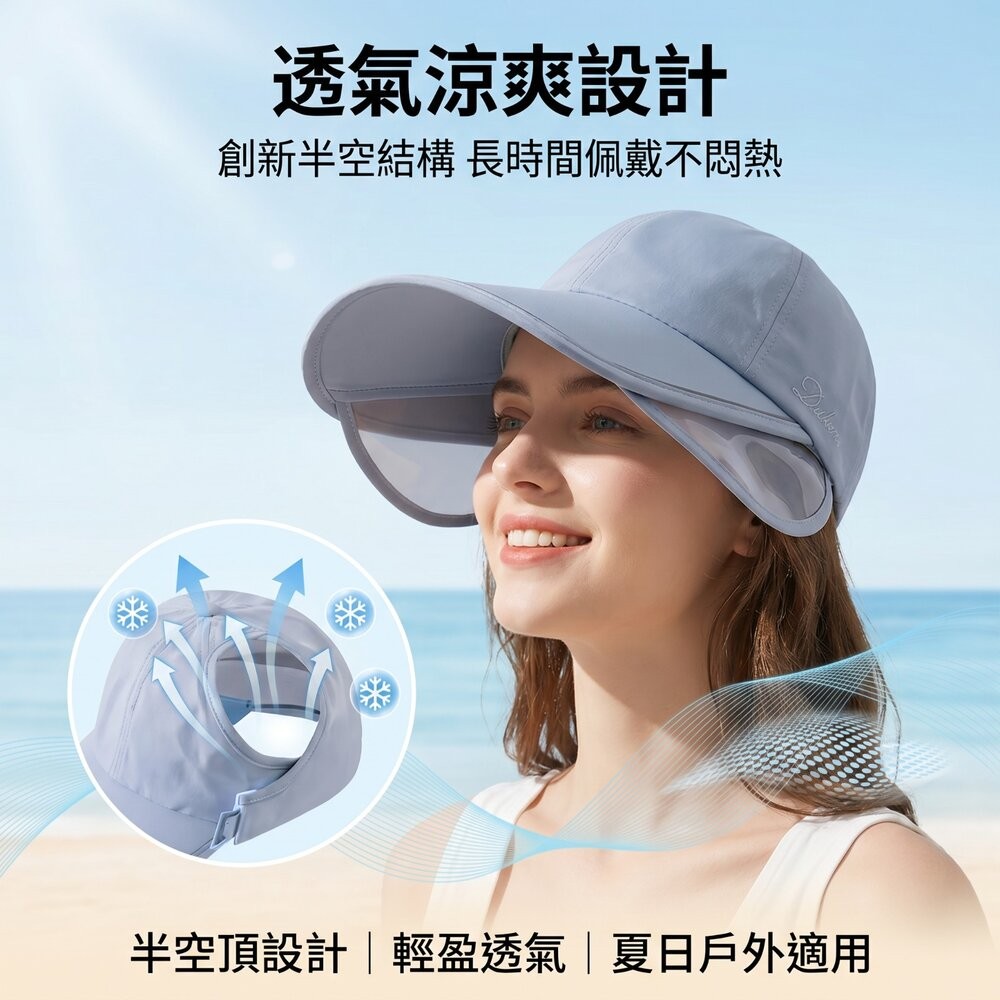 【台北士林*店面】伸縮擋光大帽檐遮陽帽 全臉防曬遮陽帽 戶外運動 防曬帽 夏季 遮陽帽 防曬 透氣 送禮-細節圖3