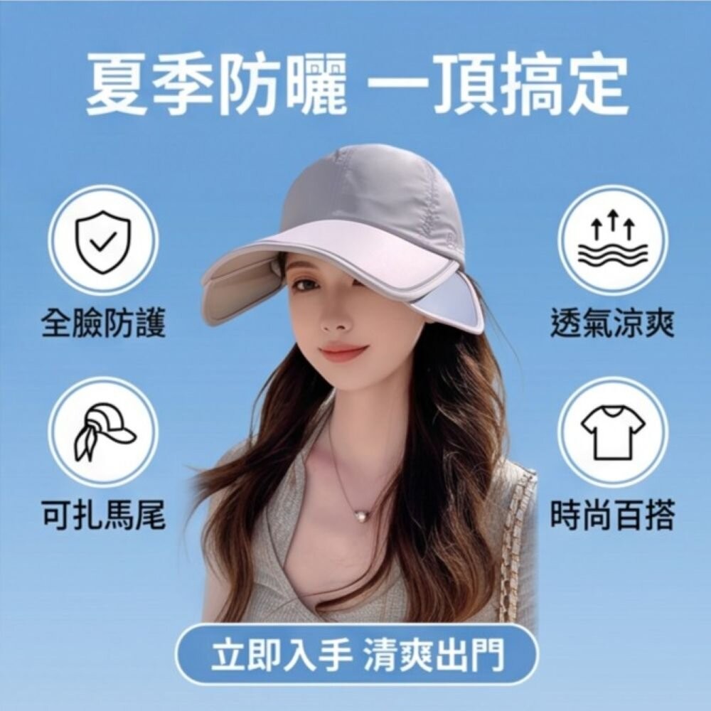 【台北士林*店面】伸縮擋光大帽檐遮陽帽 全臉防曬遮陽帽 戶外運動 防曬帽 夏季 遮陽帽 防曬 透氣 送禮-細節圖4
