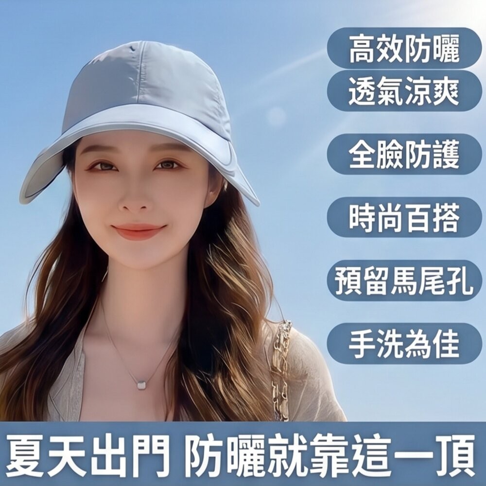 【台北士林*店面】伸縮擋光大帽檐遮陽帽 全臉防曬遮陽帽 戶外運動 防曬帽 夏季 遮陽帽 防曬 透氣 送禮-細節圖6