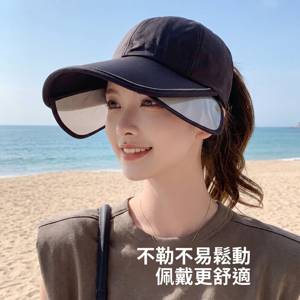 【台北士林*店面】伸縮擋光大帽檐遮陽帽 全臉防曬遮陽帽 戶外運動 防曬帽 夏季 遮陽帽 防曬 透氣 送禮-細節圖9