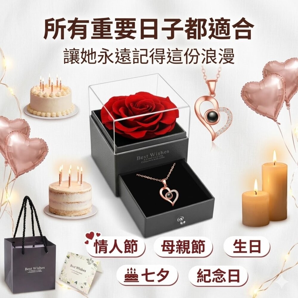 【台北士林*店面】我愛你投影石精緻項鍊禮盒 心形投影項鍊 情人節禮物 我愛你多語言 玫瑰金項鍊 浪漫禮盒 生日禮物 紀念-細節圖7