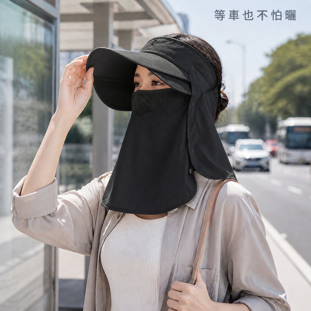 【台北士林*店面】可拆卸遮臉護頸空頂帽 可拆卸防曬面罩帽 UPF50+ 遮臉防曬空頂帽 夏日防曬必備 護頸遮陽帽 送禮-細節圖9