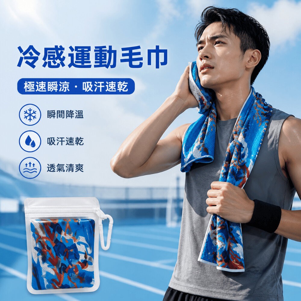 【台北士林*店面】彩繪速乾涼感運動毛巾 冷感運動毛巾 速乾降溫冰涼巾 跑步健身單車瑜珈專用 超輕巧隨身款 送禮-細節圖2