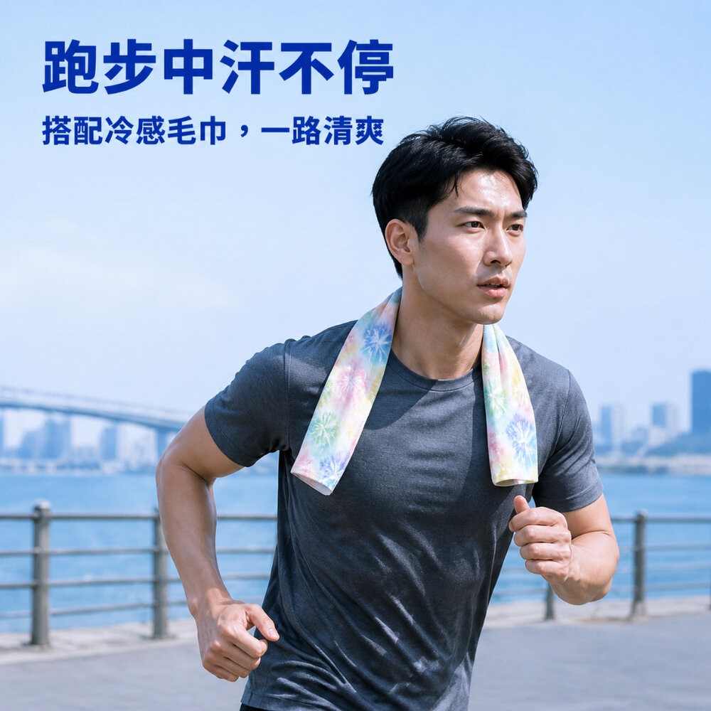 【台北士林*店面】彩繪速乾涼感運動毛巾 冷感運動毛巾 速乾降溫冰涼巾 跑步健身單車瑜珈專用 超輕巧隨身款 送禮-細節圖9