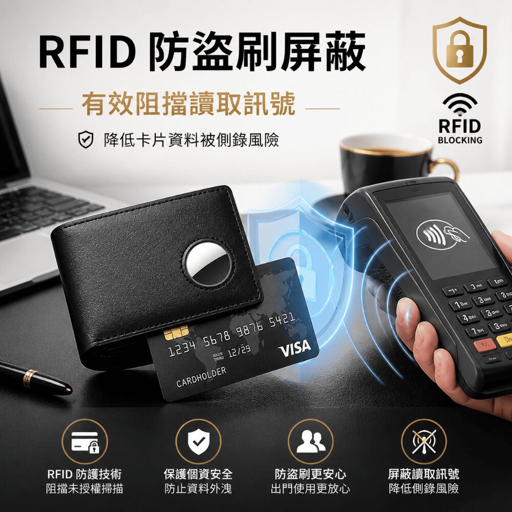 【台北士林*店面】真皮防丟防盜刷錢包 -AIRTAG需自備 定位錢夾 RFID 防盜刷 真皮輕薄  短款男士錢包 送禮-細節圖4