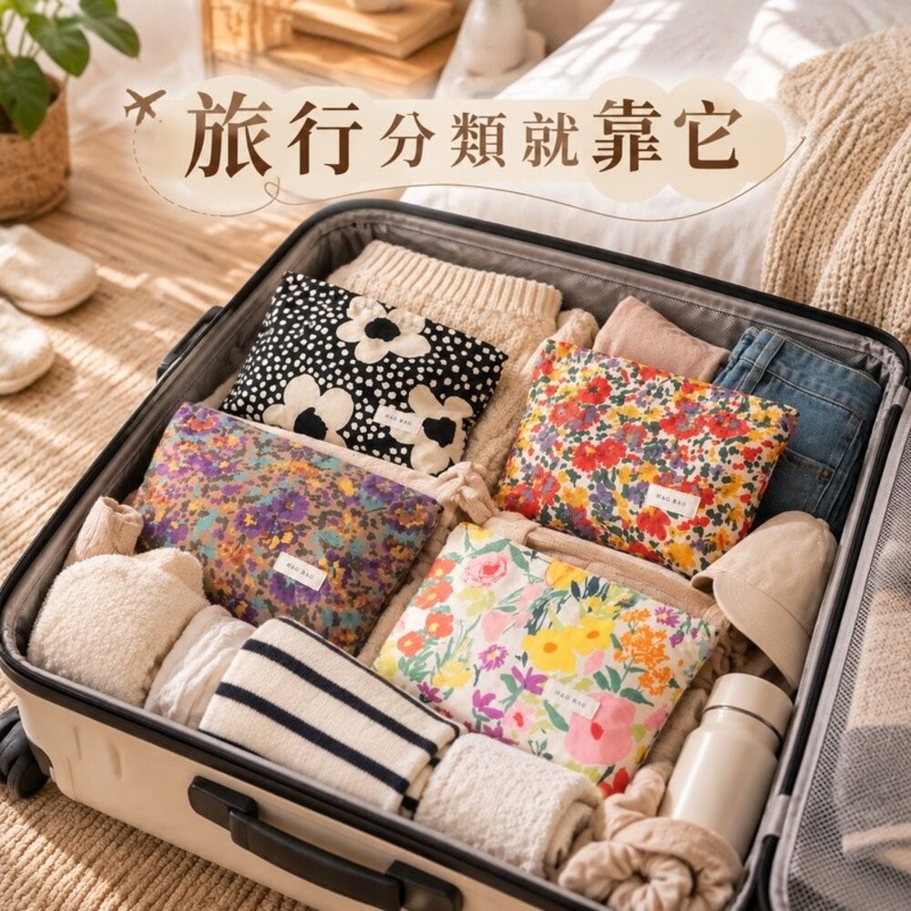 【台北士林*店面】小清新花卉內膽化妝包 提花色織化妝包 26×18cm 保養品收納包 日常用品收納​ 送禮-細節圖8