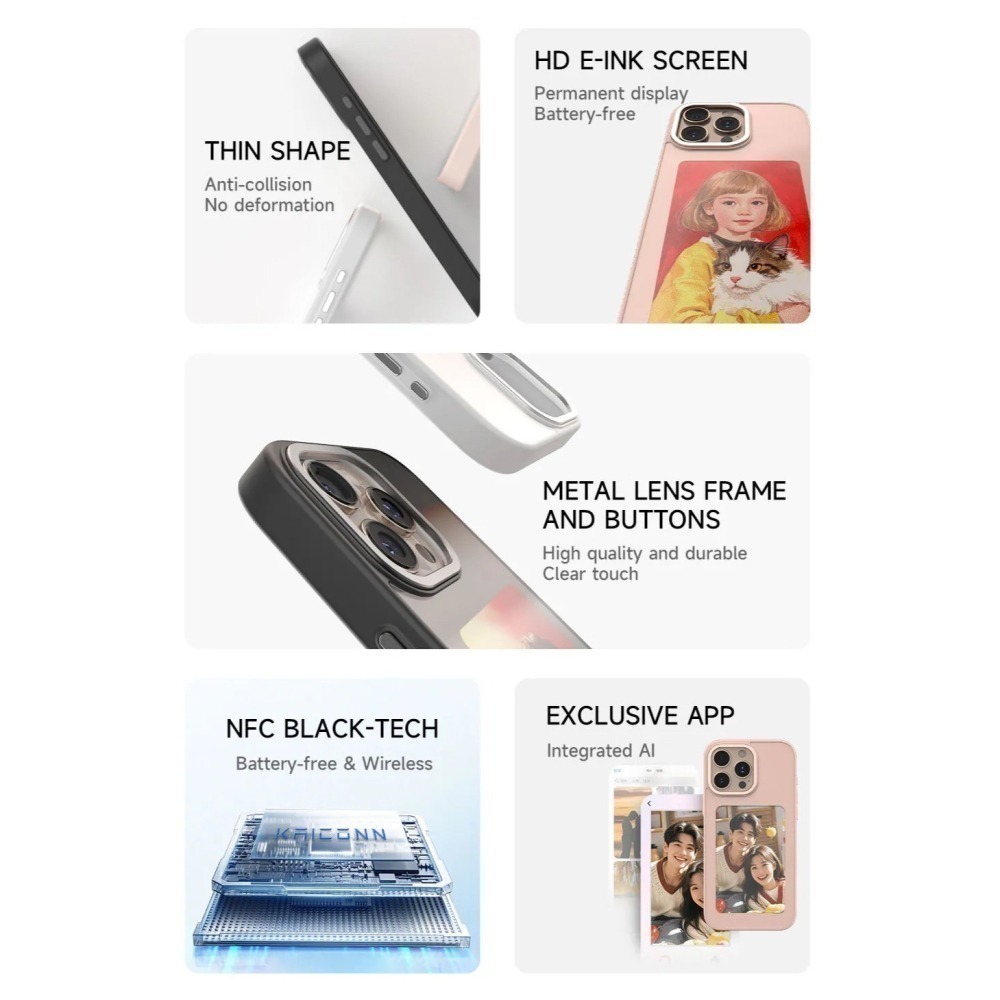 【衝量優惠】現貨NFC智能投影手機殼-四色彩墨 多色可挑 適用iPhone13-16型號 無電傳輸 圖片投影 色彩逼真-細節圖6