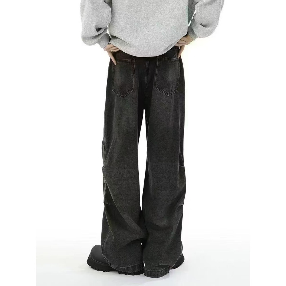 現貨｜FSY側抓皺復古刷舊牛仔褲-細節圖2