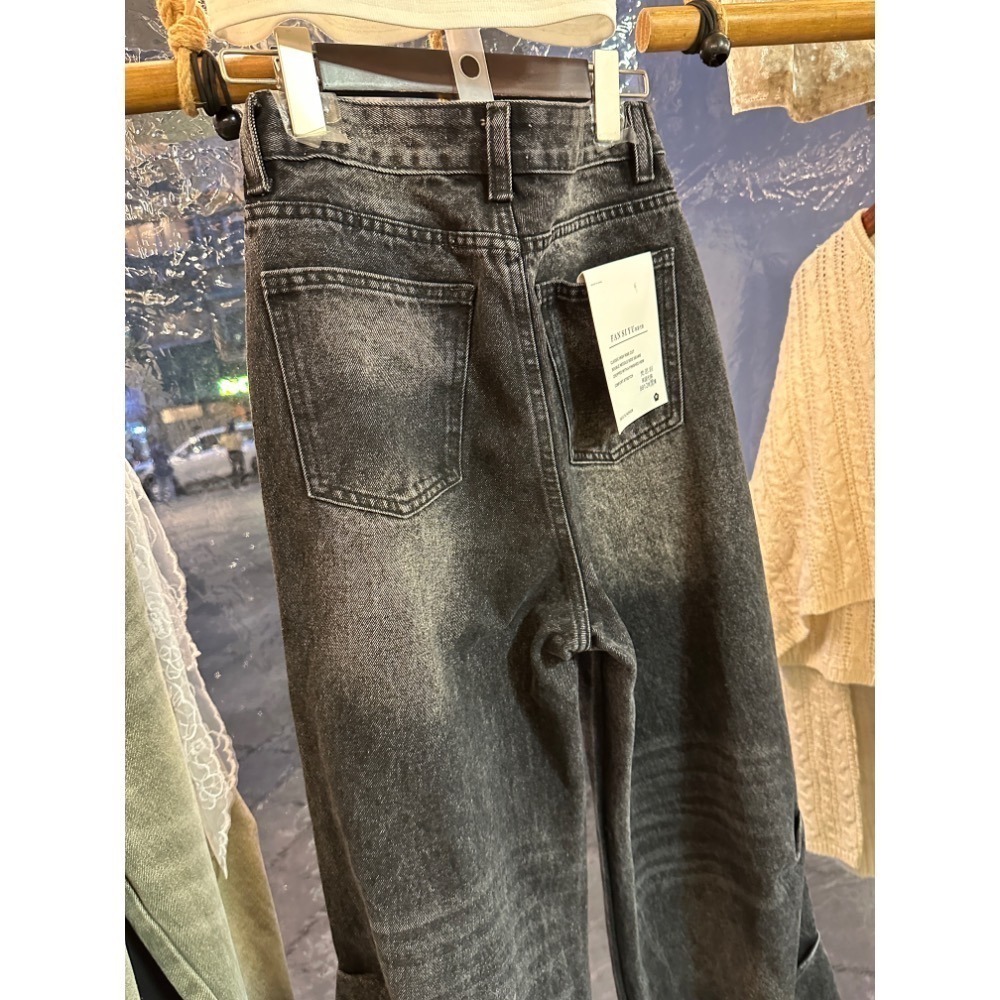 現貨｜FSY側抓皺復古刷舊牛仔褲-細節圖4