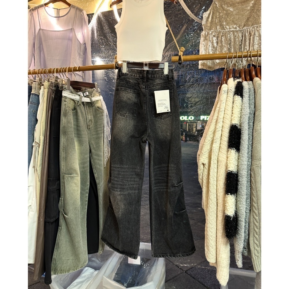 現貨｜FSY側抓皺復古刷舊牛仔褲-細節圖8