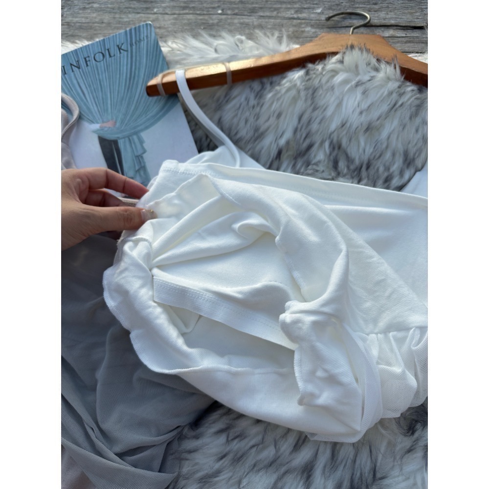 現貨｜复甜美百搭皺摺交叉網紗背心小可愛bratop-細節圖5