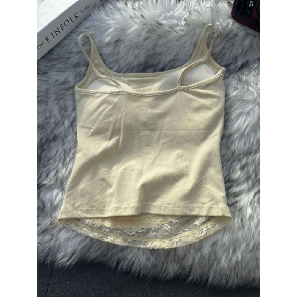 現貨｜假兩件蕾絲側抓皺小可愛背心bratop-細節圖7