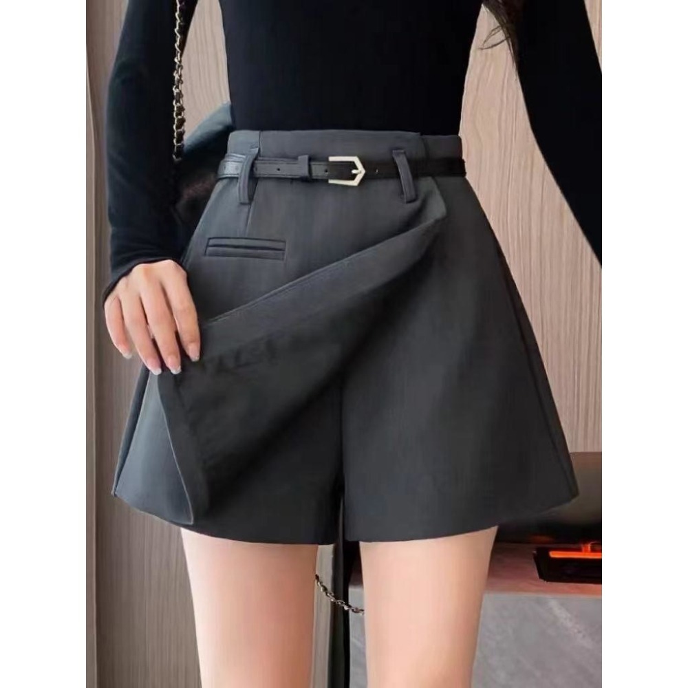 現貨｜ 附皮帶西料短褲褲裙250924-細節圖2