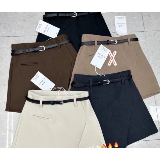 現貨｜ 附皮帶西料短褲褲裙250924-細節圖4