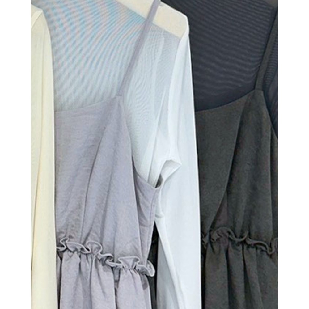 現貨｜ 泡泡雲朵兩件套 打底衣+短洋裝-細節圖3