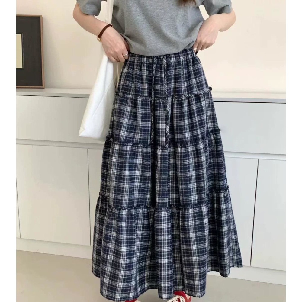 現貨｜ 復古格子蛋糕裙1101-細節圖2