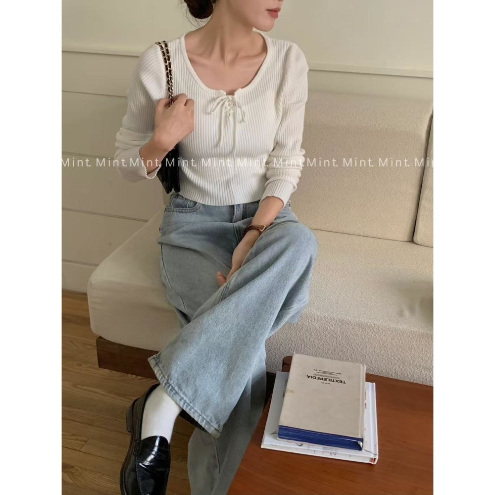 現貨｜mint坑條綁帶上衣1101-細節圖2
