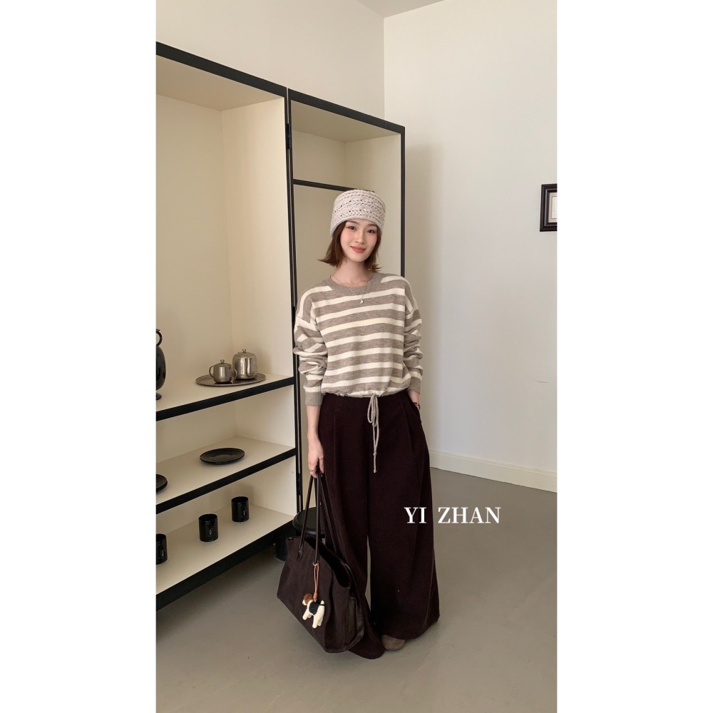 現貨｜ 下擺抽繩條紋上衣1101-細節圖2