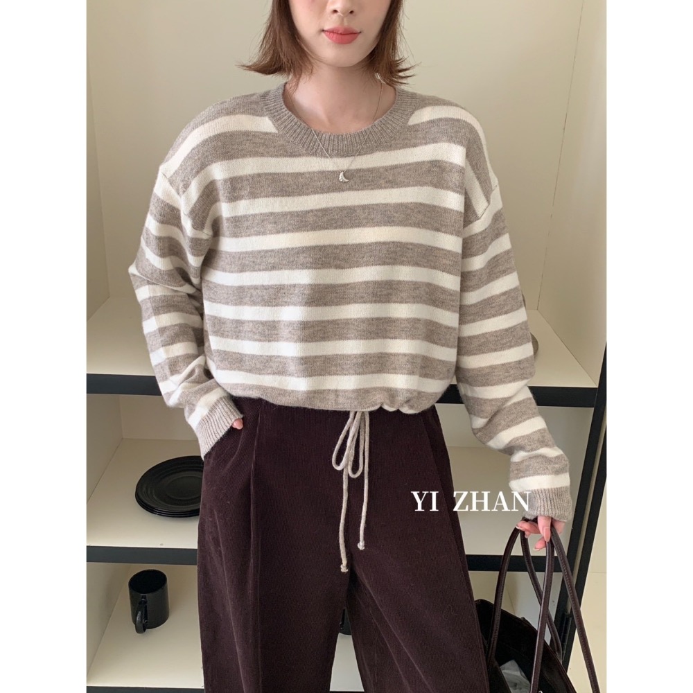 現貨｜ 下擺抽繩條紋上衣1101-細節圖4