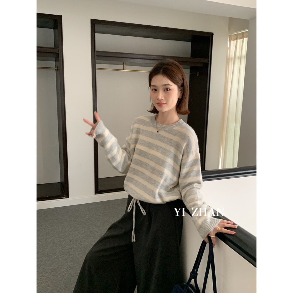 現貨｜ 下擺抽繩條紋上衣1101-細節圖6