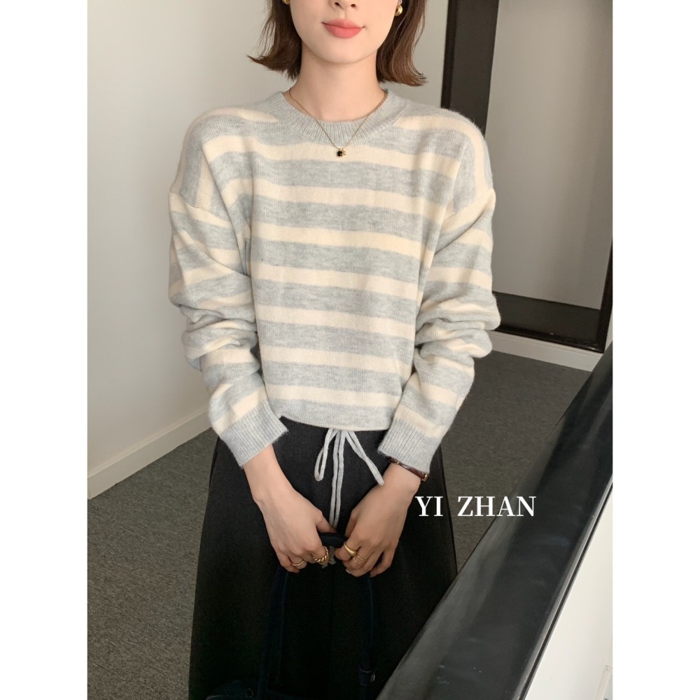 現貨｜ 下擺抽繩條紋上衣1101-細節圖7