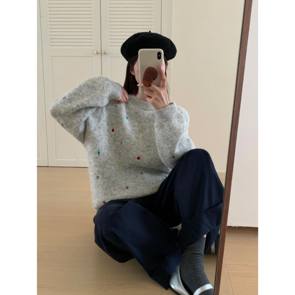 現貨｜刺繡彩點毛衣1101-細節圖2