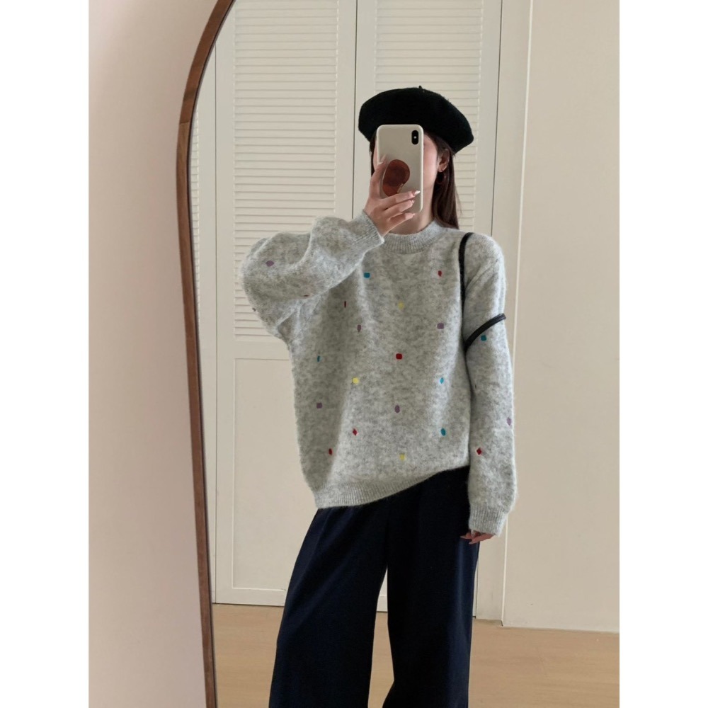 現貨｜刺繡彩點毛衣1101-細節圖3